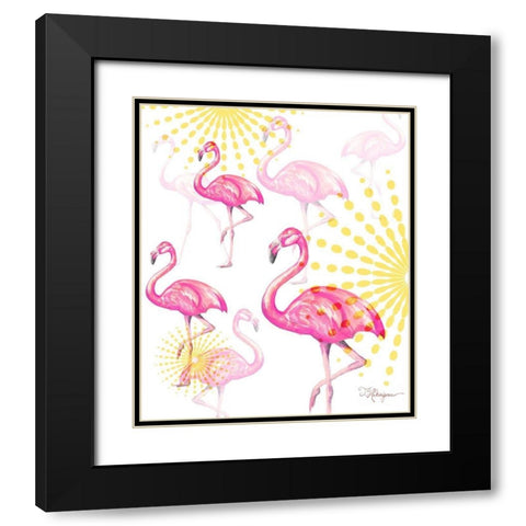 A Vision Of Flamingoes Black Modern Wood Framed Art Print with Double Matting by Hakimipour, Tiffany