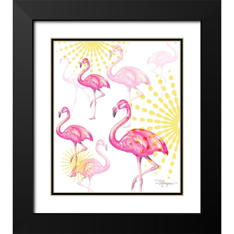 A Vision Of Flamingoes Black Modern Wood Framed Art Print with Double Matting by Hakimipour, Tiffany