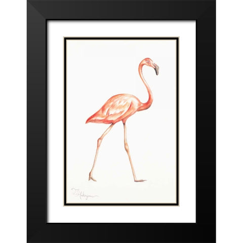 Flamingo Duo I Black Modern Wood Framed Art Print with Double Matting by Hakimipour, Tiffany