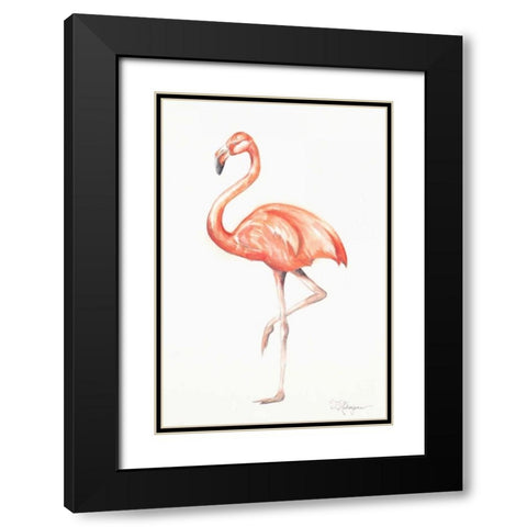 Flamingo Duo II Black Modern Wood Framed Art Print with Double Matting by Hakimipour, Tiffany