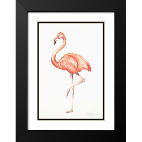 Flamingo Duo II Black Modern Wood Framed Art Print with Double Matting by Hakimipour, Tiffany