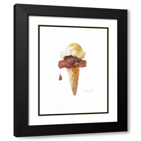 Watercolor Ice Cream Cone I Black Modern Wood Framed Art Print with Double Matting by Loreth, Lanie