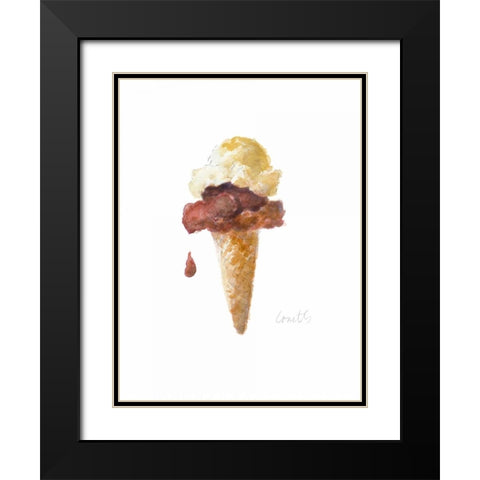 Watercolor Ice Cream Cone I Black Modern Wood Framed Art Print with Double Matting by Loreth, Lanie