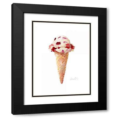 Watercolor Ice Cream Cone II Black Modern Wood Framed Art Print with Double Matting by Loreth, Lanie