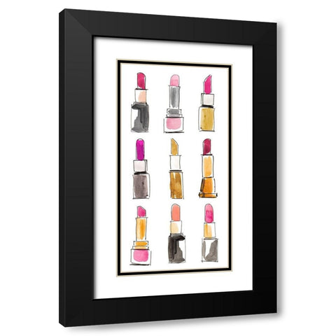 Lipsticks I Black Modern Wood Framed Art Print with Double Matting by Loreth, Lanie