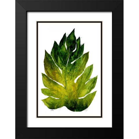 Green Leaves I Black Modern Wood Framed Art Print with Double Matting by Medley, Elizabeth