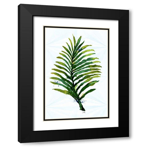 Green Leaf Black Modern Wood Framed Art Print with Double Matting by Medley, Elizabeth