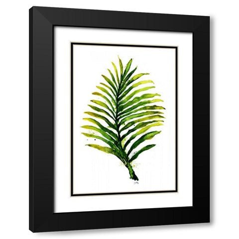 Green Leaves II Black Modern Wood Framed Art Print with Double Matting by Medley, Elizabeth