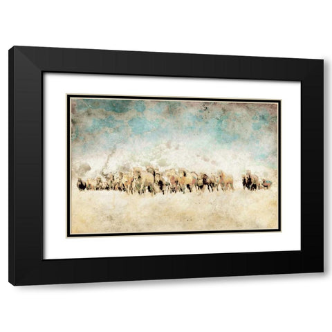 Roaming Horses Black Modern Wood Framed Art Print with Double Matting by Mabat, Ynon