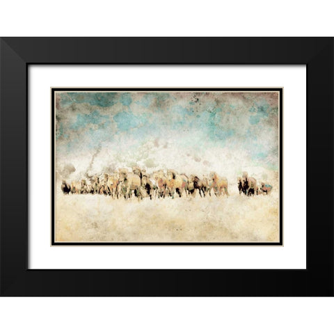 Roaming Horses Black Modern Wood Framed Art Print with Double Matting by Mabat, Ynon
