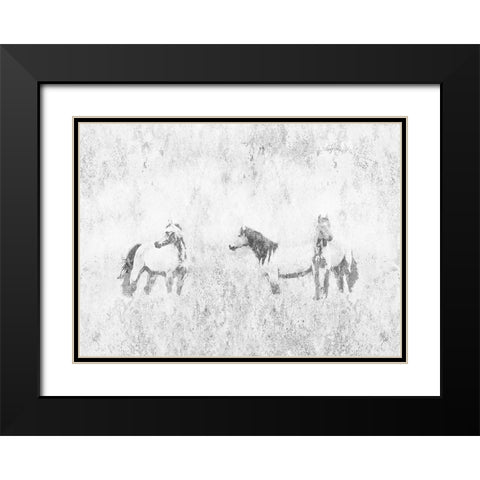 Horses In The Mist Black Modern Wood Framed Art Print with Double Matting by Mabat, Ynon