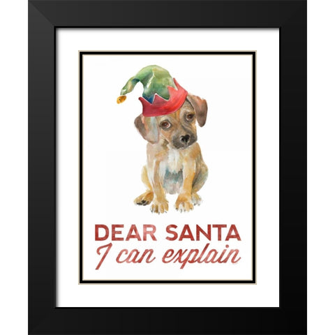 Christmas Retriever Puppy I Black Modern Wood Framed Art Print with Double Matting by Loreth, Lanie