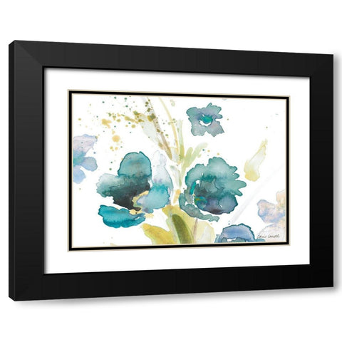 Blue Watercolor Modern Poppies I Black Modern Wood Framed Art Print with Double Matting by Loreth, Lanie