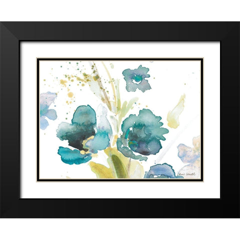 Blue Watercolor Modern Poppies I Black Modern Wood Framed Art Print with Double Matting by Loreth, Lanie