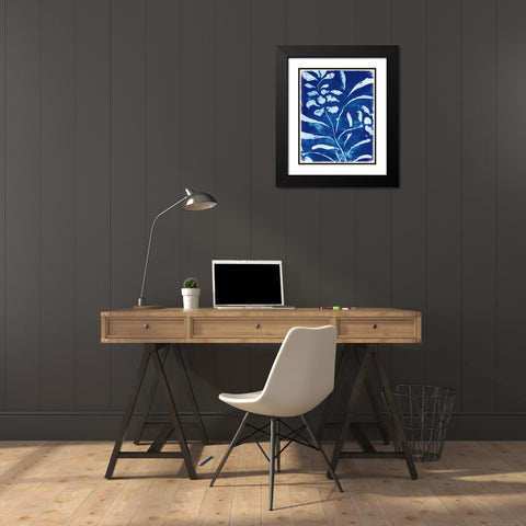 Azure Flora I Black Modern Wood Framed Art Print with Double Matting by Medley, Elizabeth