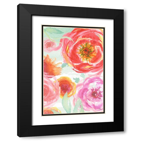 Colorful Roses I Black Modern Wood Framed Art Print with Double Matting by Medley, Elizabeth