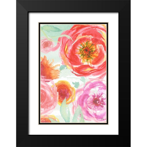 Colorful Roses I Black Modern Wood Framed Art Print with Double Matting by Medley, Elizabeth