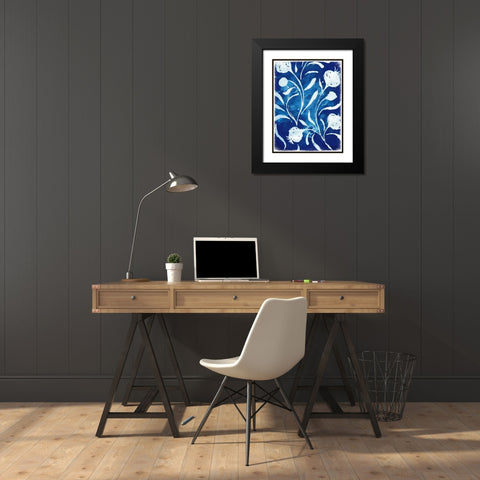 Azure Flora II Black Modern Wood Framed Art Print with Double Matting by Medley, Elizabeth