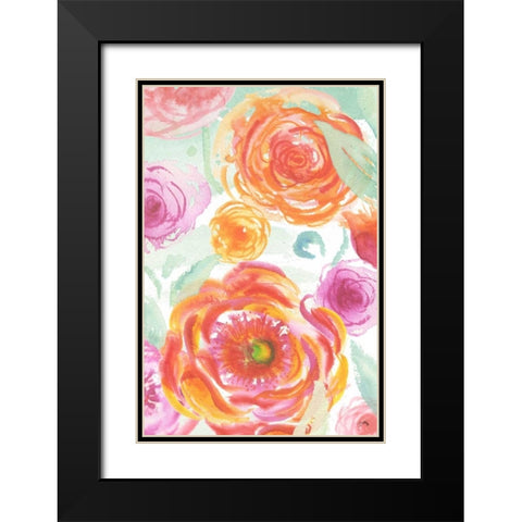 Colorful Roses II Black Modern Wood Framed Art Print with Double Matting by Medley, Elizabeth