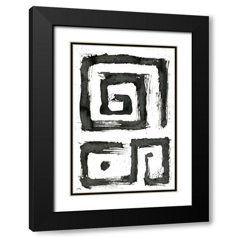 Tribal Swirls III Black Modern Wood Framed Art Print with Double Matting by Medley, Elizabeth