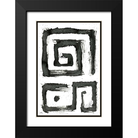 Tribal Swirls III Black Modern Wood Framed Art Print with Double Matting by Medley, Elizabeth