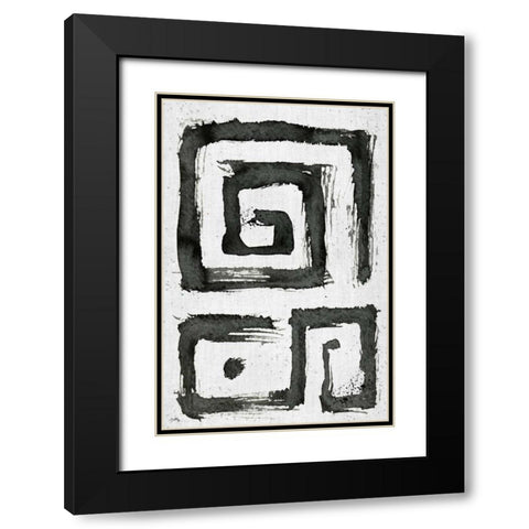 Tribal Swirls I Black Modern Wood Framed Art Print with Double Matting by Medley, Elizabeth