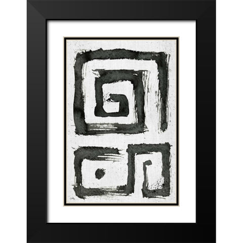 Tribal Swirls I Black Modern Wood Framed Art Print with Double Matting by Medley, Elizabeth