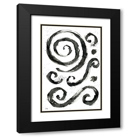 Tribal Swirls IV Black Modern Wood Framed Art Print with Double Matting by Medley, Elizabeth