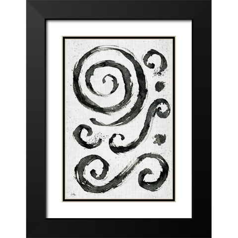 Tribal Swirls II Black Modern Wood Framed Art Print with Double Matting by Medley, Elizabeth