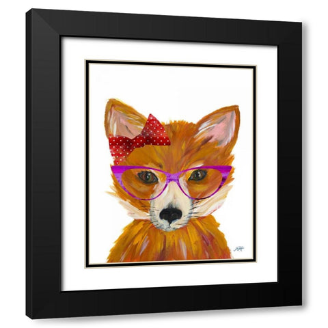Nerdy Fox Black Modern Wood Framed Art Print with Double Matting by DeRice, Julie