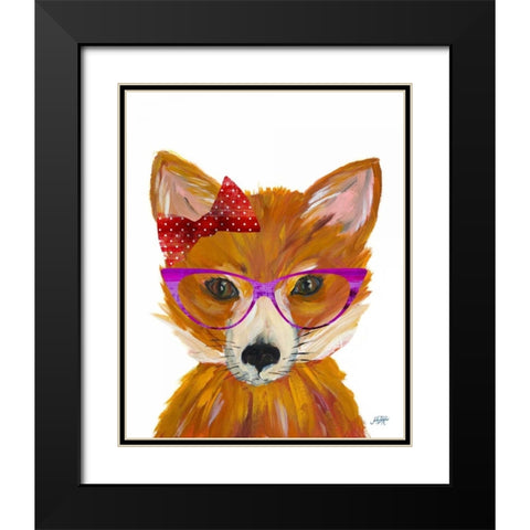 Nerdy Fox Black Modern Wood Framed Art Print with Double Matting by DeRice, Julie