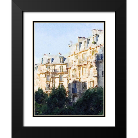 Watercolor Streets of Paris III Black Modern Wood Framed Art Print with Double Matting by Navas, Emily