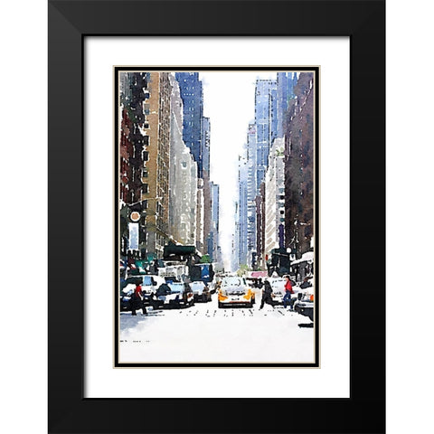 City Life Black Modern Wood Framed Art Print with Double Matting by Navas, Emily