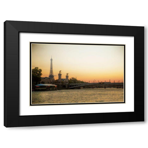 On the Seine Black Modern Wood Framed Art Print with Double Matting by Navas, Emily