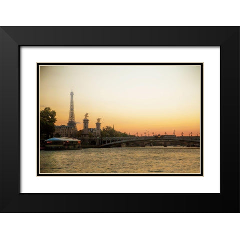 On the Seine Black Modern Wood Framed Art Print with Double Matting by Navas, Emily