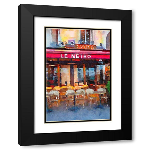 Watercolor Cafe Black Modern Wood Framed Art Print with Double Matting by Navas, Emily