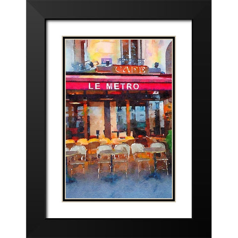 Watercolor Cafe Black Modern Wood Framed Art Print with Double Matting by Navas, Emily