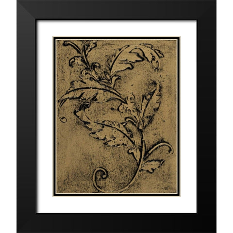 Leaf Scroll I Black Modern Wood Framed Art Print with Double Matting by Hakimipour, Tiffany