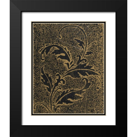 Leaf Scroll IV Black Modern Wood Framed Art Print with Double Matting by Hakimipour, Tiffany