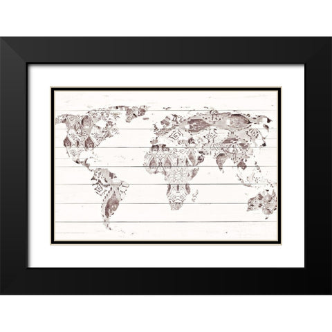 Aztec Map on Wood Black Modern Wood Framed Art Print with Double Matting by Ritter, Gina