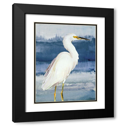Heron on Blue II Black Modern Wood Framed Art Print with Double Matting by Loreth, Lanie