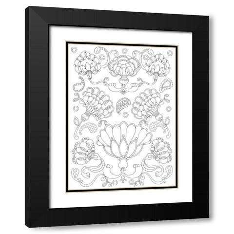 Floral Chain II Black Modern Wood Framed Art Print with Double Matting by Metz, Andi