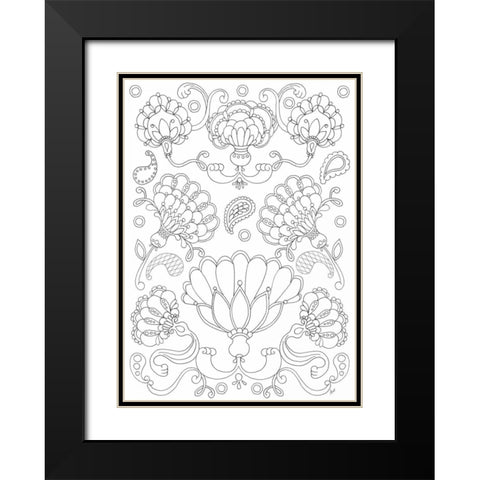 Floral Chain II Black Modern Wood Framed Art Print with Double Matting by Metz, Andi