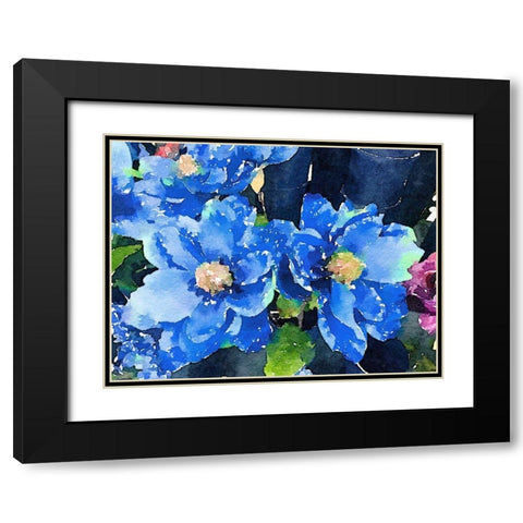 Popping Blues Black Modern Wood Framed Art Print with Double Matting by Navas, Emily