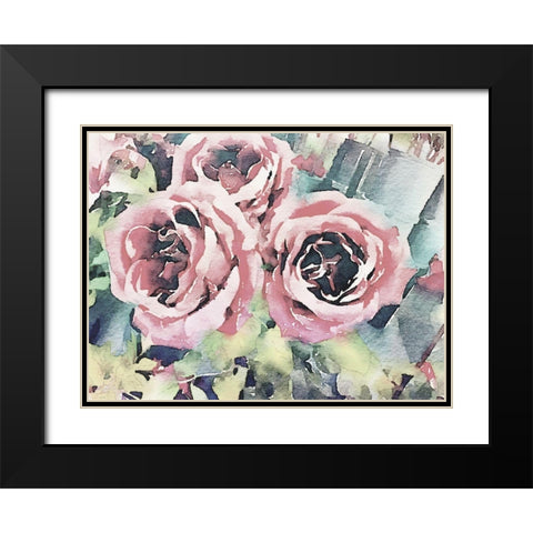 Vintage Roses Black Modern Wood Framed Art Print with Double Matting by Navas, Emily