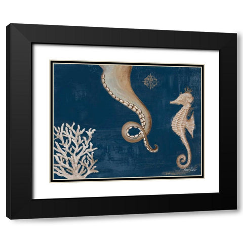 Coastal Life on Blue II Black Modern Wood Framed Art Print with Double Matting by Ritter, Gina