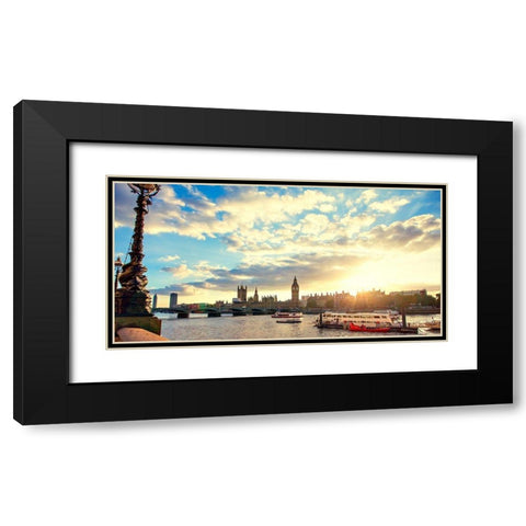 Thames River Black Modern Wood Framed Art Print with Double Matting by Navas, Emily