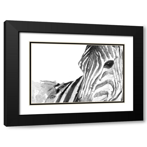 Zebra Gaze Black Modern Wood Framed Art Print with Double Matting by Pinto, Patricia