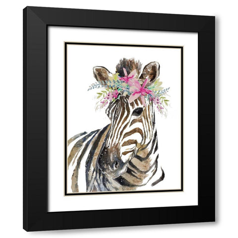 Whimsical Water Zebra Black Modern Wood Framed Art Print with Double Matting by Pinto, Patricia