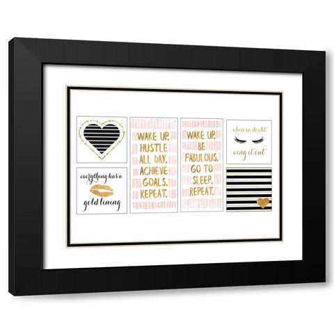 Golden Glam Collection Black Modern Wood Framed Art Print with Double Matting by SD Graphics Studio